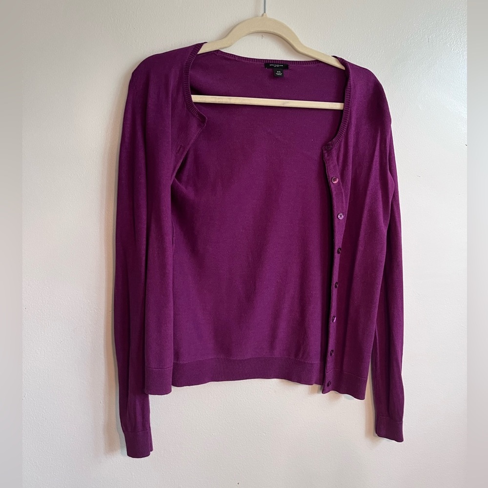 Purple Ann Taylor cardigan. I don’t think I ever wore it! Size XS.